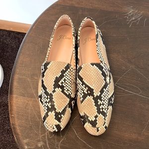J Crew NWT leather “snakeskin” loafers. 7.5